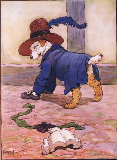 Sie ging zum Strumpfhändler, um ihm Strümpfe zu kaufen, als sie zurückkam, war er in seinen Kleidern, 1930er Jahre von Frank Adams